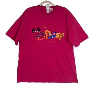 Vintage Walt Disney World Mickey Inc. T-Shirt Adult Size XLarge  Hot Pink Cotton